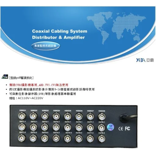 【傳統 CVBS 攝影機 專用】 8進16出 分配器 監視器 影像 視頻 視訊 螢幕分配器：圖片 2