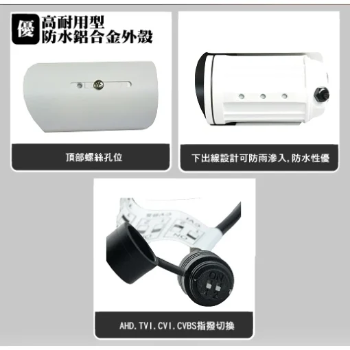 SONY晶片 5MP 星光級 紅外線 雙用 監視器  AHD 500萬畫素 防雷擊保護 LED 紅外線 防水 攝影機：圖片 5