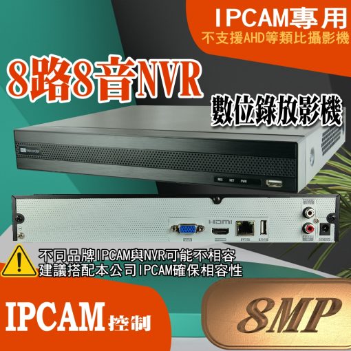 8MP 4路 8路 16路 NVR POE供電 IPCAM 專用 台灣聯詠晶片 數位錄放影機 800萬畫素 現貨：圖片 4