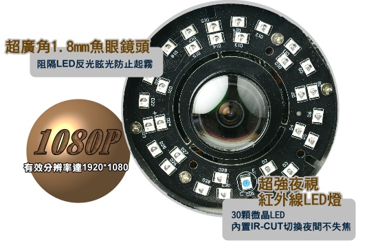 超廣角 1.8mm 1080P AHD 防水 監視器 鏡頭 LED 紅外線 夜視 槍型 攝影機 全景 台灣出品:圖片 8