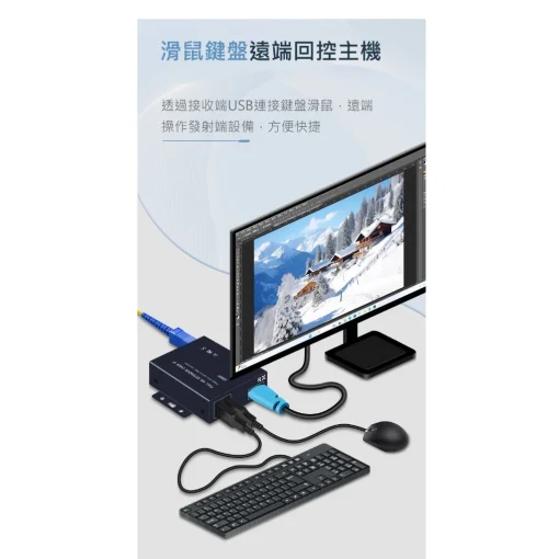 單模單纖 SC接頭 光纖 20公里 HDMI LOOP 1進2出 延伸器 延長器 USB KVM 鍵盤 滑鼠：圖片 5
