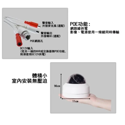IPCAM 5MP PTZ 旋轉 電動 變焦 2.8~12mm 防暴球 網路攝影機 紅外線 夜視  SONY 有POE：圖片 5