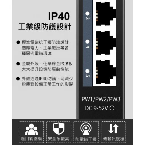 工業級 交換器 5埠 port 多重電源 金屬 鐵殼 工業用 工業 交換機 乙太網路 switch  DIN 軌道：圖片 5