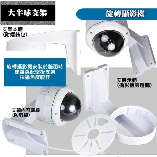 監視器支架 壁掛支架 半球 攝影機.迷你 旋轉球 壁掛 壁裝 監控 監視器 鏡頭 支架 塑鋼支架 固定座：圖片 6