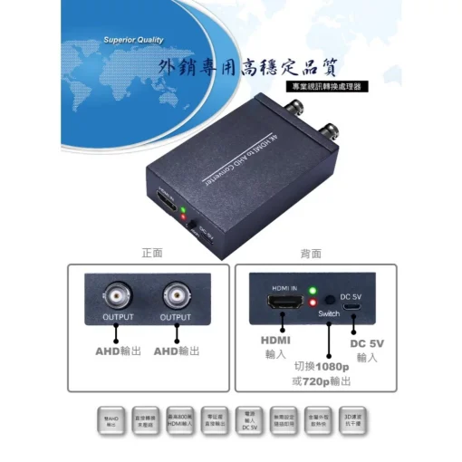 HDMI 轉 AHD 4K 800萬 8MP 5MP 500萬 監視器 AHD 轉換器 2輸出 雙輸出 環通輸出：圖片 2