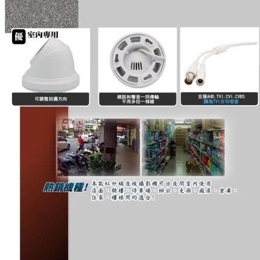 有聲 1080P 小半球 AHD TVI 同軸音頻 內建麥克風 監視器 鏡頭 LED 紅外線 夜視攝影機 監控 攝像頭：圖片 5