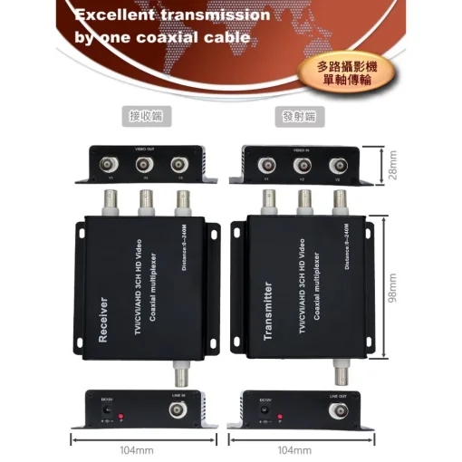 監視器 AHD 4MP 3MP 1080p 單軸傳輸器 2路 3路 3合1同軸傳輸 攝影機 同軸 擴充器 集中器：圖片 7