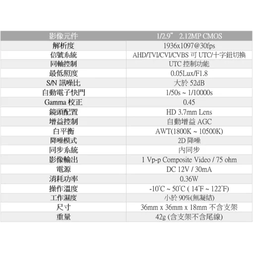 針孔 監視器 鏡頭 AHD TVI CVI CVBS 攝影機  隱藏式 豆干機 豆干型 迷你蒐證 豆干 適長時間拍攝：圖片 3