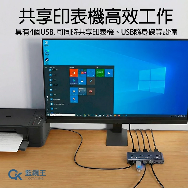 4埠 4K 4X1 HDMI USB 鍵盤 滑鼠 共享器 螢幕 KVM 電腦 切換器 4進 4路 4口 共用 共享:圖片 4